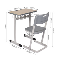 Bureau et chaise individuels en bois certifiés SGS pour étudiants, chaises d'étude en PE pour adultes, mobilier de classe pour l'étude à domicile