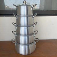 Ensemble d'ustensiles de cuisine en aluminium très vendu, 10 pièces, 16 cm, 18 cm, 20 cm, 22 cm, 24 cm, avec couvercle, grandes casseroles en aluminium pour l'Afrique