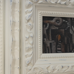 Dipinto Murale in Stile Francese di Piccole Dimensioni, Bianco Crema, Dipinto a Mano, Cornice in <span class=keywords><strong>Legno</strong></span> Antico <span class=keywords><strong>per</strong></span> Progetti d'Interni - Product Image 3