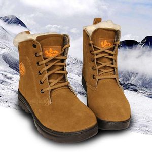 Bottes d'hiver pour hommes, vert militaire, doublées de laine épaisse, chaudes, pour le travail en extérieur, semelle injectée, lacets avant - Product Image 2