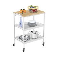 Carrito de Almacenamiento de 3 Niveles con Diseño Elegante para Isla de Cocina, Carrito para Servir Comida en Fiestas con Bandejas Extraíbles, Estante de Almacenamiento con Ruedas
