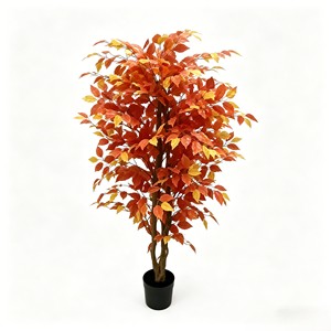 Hot Sale Artificial Autumn Banyan <b>Tree</b> Fall Colors Faux Ficus Plant No Watering Knock Down Design for Home Office Wedding Party - Product Image 1