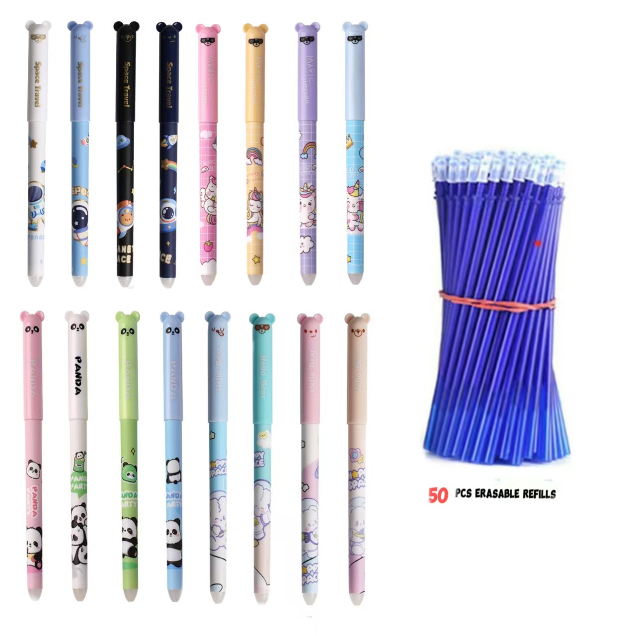 4 peines 16 bolígrafos+50 recambios-núcleo negro