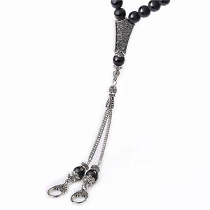 Gioielli musulmani pietra di agata nera naturale una linea perline perline di preghiera islamica 33 Misbaha Tasbih arabo subaha tesbih <span class=keywords><strong>rosario</strong></span> perlina - Product Image 4