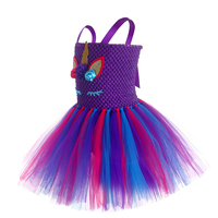 Robe d'été de haute qualité pour fête d'anniversaire Bébé Violet Licorne Sequin Fluffy Tulle Tutu Robes pour Filles Enfants