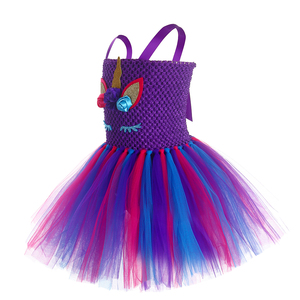 Robe d'été de haute qualité pour fête d'anniversaire Bébé Violet <span class=keywords><strong>Licorne</strong></span> Sequin Fluffy Tulle Tutu Robes pour Filles Enfants - Product Image 3