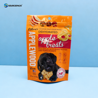 Sachet d'emballage refermable mat orange pour aliments pour chiens, impression hélio, matériau BOPP, résistant à l'humidité, pour croquettes et friandises pour animaux de compagnie