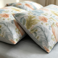 Parure de lit imprimée feuilles botaniques, en microfibre douce et respirante, respectueuse de la peau, housse de couette, drap et taie d'oreiller