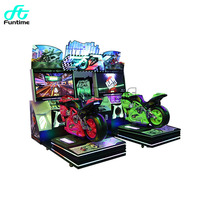 Amusement intérieur simulateur d'arcade à pièces moto de course dynamique de 42 pouces console de jeu de course de moto à 2 joueurs