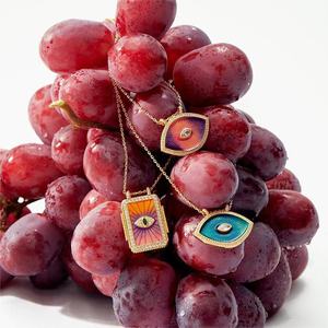 Bohemian <span class=keywords><strong>Tarot</strong></span> Card Collar sol Luna Corazón Azul mal de ojos colgante collar 14K chapado en oro al por mayor - Product Image 4