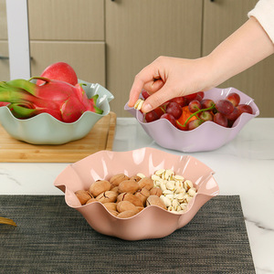 Modern Ruffled <b>Edge</b> Fruit Plate <b>Plastic</b> Serving Bowl For Kitchen Party Snack Display - Product Image 2