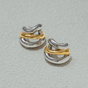 Pendientes de Oreja Geométricos en Forma de C de Acero Inoxidable, Joyería de Moda - Product Image 2
