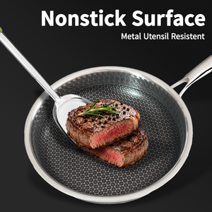 Sartén antiadherente contemporánea YITIAN de acero inoxidable con revestimiento grabado a base de PTFE, de fondo plano, 26 cm, con tapa, <span class=keywords><strong>para</strong></span> cocinar. - Product Image 4