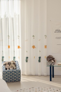 Di alta qualità stile moderno ciniglia cartone animato dinosauro ricamo Design <span class=keywords><strong>tende</strong></span> oscuranti con puro per le camere da letto dei bambini - Product Image 6