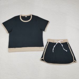 Conjunto de Falda y Camiseta de Verano para Mujer, Personalizado, Casual, de Color Sólido, Poliéster y Elastano, Transpirable, con Bolsillos, Tejido de Punto - Product Image 3