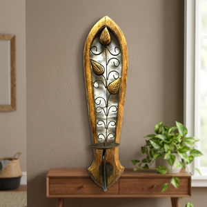 Candelabro de Pared con Diseño de Hojas de Madera y Metal para Decoración Navideña del Hogar y Hoteles - Product Image 2