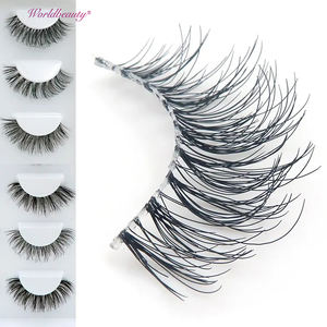 Worldbeauty own brand 3d human hair lashes wholesale human hair false natural eyelashes invisible clear band lash