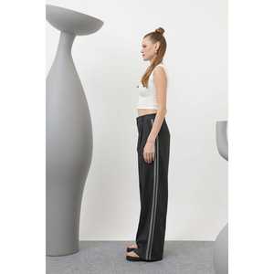 Pantalones Anchos Luna de Cintura Alta, Crepé Antiarrugas, Color Marrón Beige, Pantalones para Mujer - Product Image 2