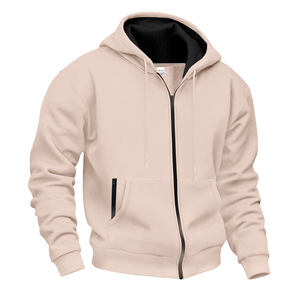 <span class=keywords><strong>Sudadera</strong></span> con Capucha para Hombre, Estilo Americano, Cálida, de Forro Polar, Informal, con Cierre, Diseño Sólido, Talla Grande, para Otoño e Invierno - Product Image 4