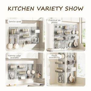 Organisateur mural Pegboard sans perçage, kit <span class=keywords><strong>de</strong></span> rangement modulaire adhésif DIY avec crochets et étagères pour la <span class=keywords><strong>cuisine</strong></span>, la salle <span class=keywords><strong>de</strong></span> bain, la maison - Product Image 4