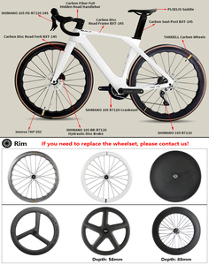 Vélo de route en carbone BXT PRO-145 Aero 2x12 vitesses 105 R7120 avec jantes 88 mm et freins à disque hydrauliques pour la course - Product Image 3