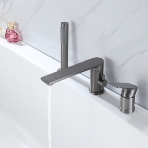 <span class=keywords><strong>Rubinetto</strong></span> per Vasca da <span class=keywords><strong>Bagno</strong></span> in Ottone <span class=keywords><strong>con</strong></span> Tre Fori e Bocca Girevole, Set Moderno di Tre Pezzi per Vasche e Lavabi - Product Image 1