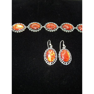 925 Navajo firmato Vintage in argento Sterling con Abalone rosso naturale - Product Image 3