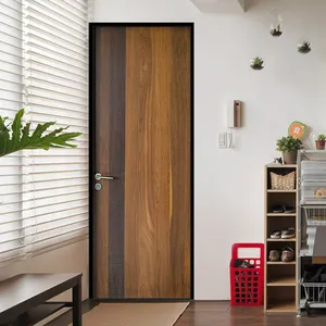 Natural smoked oak door semi-solid core high-quality simple design office room interior wood door for house and office