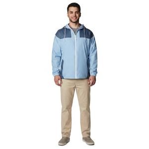 Top Trending Waterproof Windbreaker <b>Jacket</b> Custom Made Lightweight Full Sleeves Contrasting Colors Canvas Stand Hooded Front - Product Image 1
