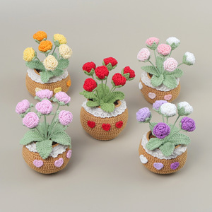 Crochet hecho a mano Rosa lirio fresa girasol tulipán flor plantas en maceta para decoración del hogar Día de San Valentín para siempre regalos de flores - Product Image 3