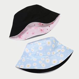 Sombrero de Pescador de Doble Cara con Estampado Floral, Versátil, de Moda, para Primavera y Verano, Protección Solar, de Algodón - Product Image 4