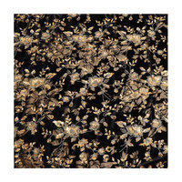En stock : Tissu pour robe de mariée avec perles tubulaires en forme de fleur 3D, fil doré et sequins dorés