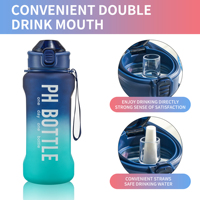 Bouteille d'eau sport unisexe de haute qualité, 32 oz, gris-noir dégradé, sans BPA, en Tritan, anti-fuite, avec paille et marqueur de temps