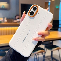 Étui de protection en cuir PU mat à motif de coutures de luxe avec protection d'objectif en métal pour iPhone 15 16 17 Pro Max / 17 Air / 15 14 17 Pro / 15 16 Plus