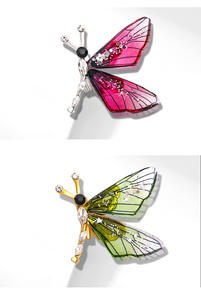 Broche personnalisée Insecte Vintage Goutte d'huile Libellule Corsage Premium Rhinestone Bee Crystal Custom Pins Metal Logo Badges - Product Image 5