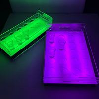 Plateau à verres à shot lumineux LED en acrylique avec logo personnalisé, rechargeable, support de verres à shot lumineux coloré, support de verres à shot
