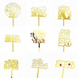 ของตกแต่งเค้กอะคริลิคสีแดงทอง Hello 2026 Happy New Year's EVE New Year - Product Image 3