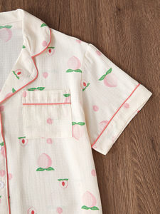 <span class=keywords><strong>Pigiama</strong></span> Casual Intrecciato Morbido Rosa con Stampa Fiori di Pesco, Colletto e Vita Elastica, per Estate/Autunno/Inverno - Vendita Diretta dalla Fabbrica ODM - Product Image 5