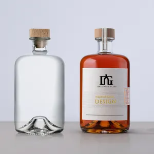 100 personalizzato ml 500ml 700ml 750ml bottiglie di liquore di vetro chiaro bottiglia di vino bianco Gin Whisky spirito bottiglia di vetro rotonda