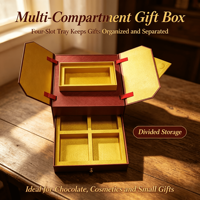 Boîte d'emballage personnalisée, boîtes cadeaux rigides multi-compartiments, 4 fentes, boîtes de rangement divisées en papier pour chocolat, cosmétiques, petits cadeaux