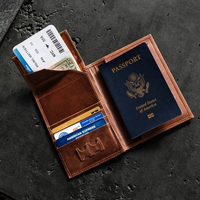 Ensemble de porte-cartes et passeport multifonction en similicuir de luxe, fermeture à double pli, blocage RFID, logo et couleur personnalisables