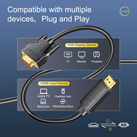 Cable HDMI a VGA de Alta Calidad Mindpure, Chapado en Oro, 1080P, 1m 2m 3m 5m 10 pies, Cable de Audio Macho a Macho de 3 Metros para PS4, Switch, Xbox