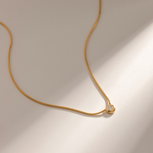 J & D gioielli stile Dainty in acciaio inox catena di <span class=keywords><strong>serpente</strong></span> cerchio CZ zirconi <span class=keywords><strong>collana</strong></span> pendente per donna - Product Image 5