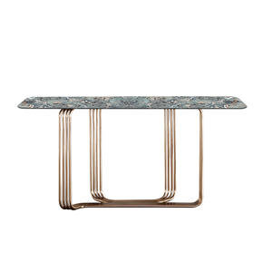 Console de <span class=keywords><strong>table</strong></span> italienne moderne minimaliste en marbre de luxe en pierre Lampe de <span class=keywords><strong>table</strong></span> d'entrée de luxe <span class=keywords><strong>murale</strong></span> pour le salon Panneau métallique - Product Image 5