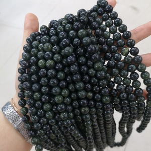 Wholesale Fashion Jewelry Making <strong>Beads</strong> Natural Polish <strong>Black</strong> Green Nephrite Jade Gemstone Loose <strong>Beads</strong> 15.5" - Product Image 5