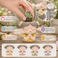 Ornement de bureau en résine elfe mignon, pot de fleurs pour plantes succulentes, pot de fleurs créatif pour décoration de cour, récipient pour plantes en pot