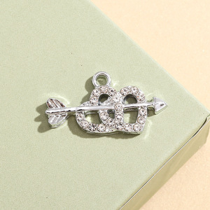 Nouvel Ornement Flèche de Cupidon, Pendentif Double Cœur en Strass, Breloques Métalliques pour DIY Bracelet, Collier, Accessoires et Décoration de Coque de Téléphone - Product Image 5