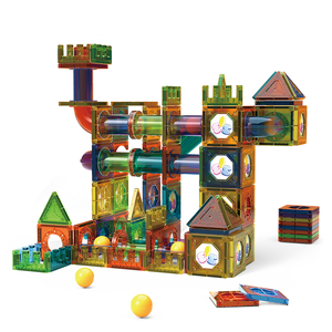 แผ่นแม่เหล็กพลาสติกสำหรับเด็กอายุ 2-12 ปี ชุดสร้างรางลูกบอล 3 มิติ ฝึกทักษะการเรียนรู้ <span class=keywords><strong>พัฒนา</strong></span><span class=keywords><strong>สมอง</strong></span> แม่เหล็กขนาด 31.7 มม. - Product Image 1