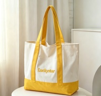 Grand sac fourre-tout en toile de coton personnalisé avec logo, couleur bleu bonbon, poignée renforcée, pour cadeaux et shopping