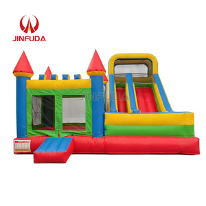 Castillo Inflable Comercial Rojo y Azul <span class=keywords><strong>con</strong></span> Tobogán de Agua y <span class=keywords><strong>Piscina</strong></span>, Combo de Brincolín en Venta - Product Image 1